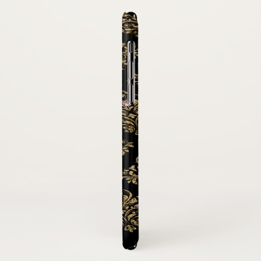 Rosa, Schwarz-Gold-Foil-Monogramm Case-Mate iPhone Hülle (Hinten/Links)