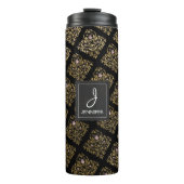 Rosa, Schwarz-Gold-Foil-Monogramm Thermosbecher (Vorderseite)