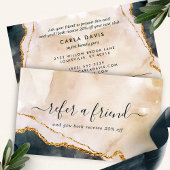 Rosa Schwarz-Gold-Marmor Wasserfarbe Moderne Empfehlungskarte