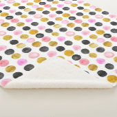 Rosa, Schwarz & Gold Polka Dot Sherpa Blanket Sherpadecke (3/4)
