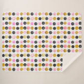 Rosa, Schwarz & Gold Polka Dot Sherpa Blanket Sherpadecke (Vorderseite (Horizontal))