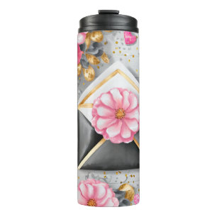 ROSA SCHWARZ GOLD VALENTINSTAG LIEBESNOTIZEN & HER THERMOSBECHER