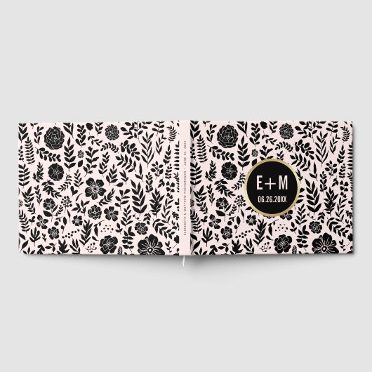 Rosa | Schwarz | Goldhochzeit Gästebuch (Voll)