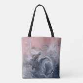 Rosa Schwarz Grau Dekorative Wasserfarben Marbella Tasche (Rückseite)