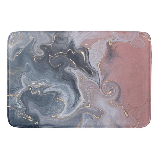 Rosa Schwarz Grau dekorativer Wasserfarbenmarmor Badematte (Vorderseite)