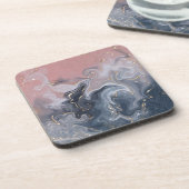 Rosa Schwarz Grau dekorativer Wasserfarbenmarmor Getränkeuntersetzer (Linke Seite)