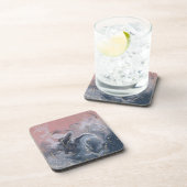 Rosa Schwarz Grau dekorativer Wasserfarbenmarmor Getränkeuntersetzer (Rechte Seite)