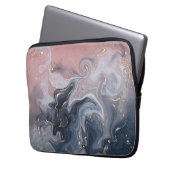 Rosa Schwarz Grau dekorativer Wasserfarbenmarmor Laptopschutzhülle (Vorderseite Links)