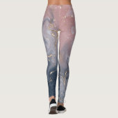 Rosa Schwarz Grau dekorativer Wasserfarbenmarmor Leggings (Rückseite)