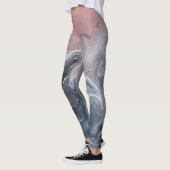 Rosa Schwarz Grau dekorativer Wasserfarbenmarmor Leggings (Links)