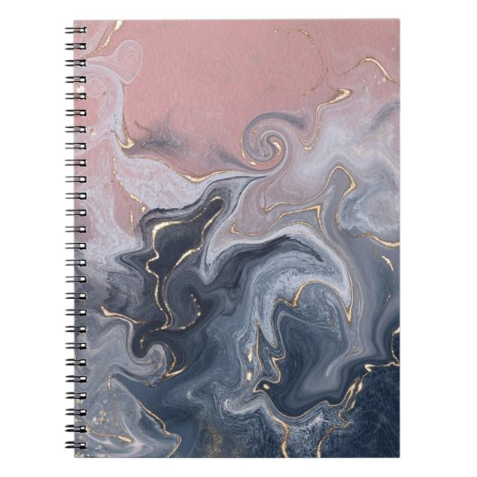 Rosa Schwarz Grau dekorativer Wasserfarbenmarmor Notizblock (Vorderseite)