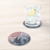 Rosa Schwarz Grau dekorativer Wasserfarbenmarmor Runder Pappuntersetzer (Vor Ort)