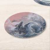 Rosa Schwarz Grau dekorativer Wasserfarbenmarmor Runder Pappuntersetzer (Angewinkelt)