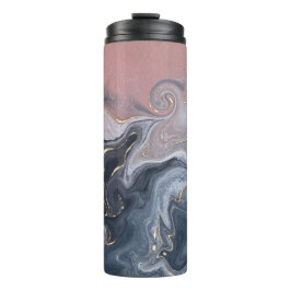 Rosa Schwarz Grau dekorativer Wasserfarbenmarmor Thermosbecher