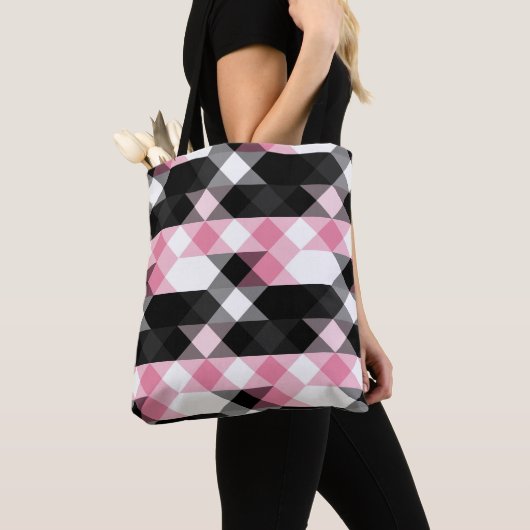 rosa schwarz grau weiß geometrisch tasche (Von Nahem)