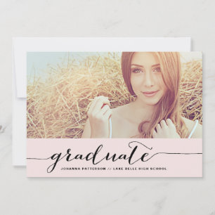 Rosa & Schwarz   Handgeschriebene Abschluss-Einlad Einladung