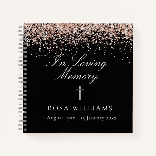 Rosa Schwarz in Love Memory Funeral Gästebuch Notizblock (Vorderseite)
