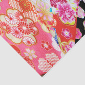 Rosa Schwarz Japanischer Kimono Blumendekoupage Seidenpapier (Ausschnitt)