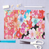 Rosa Schwarz Japanischer Kimono Blumendekoupage Seidenpapier (Handwerk)