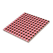 Rosa-schwarz kariertes Gingham-Muster Fliese (Seite)