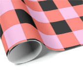 Rosa-schwarz kariertes Gingham-Muster Geschenkpapier (Rolleneckpunkt)
