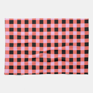 Rosa-schwarz kariertes Gingham-Muster Geschirrtuch