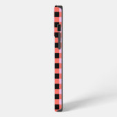 Rosa-schwarz kariertes Gingham-Muster iPhone Hülle (Linke Seite)