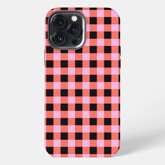 Rosa-schwarz kariertes Gingham-Muster iPhone Hülle (Rückseite)