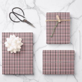 Rosa Schwarz Karo Klassisches Muster Geschenkpapier Set