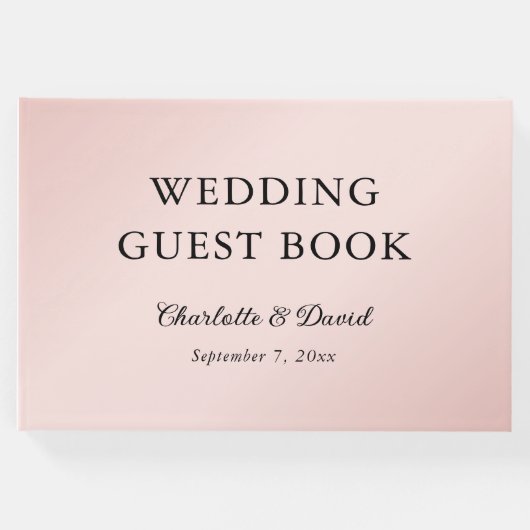 Rosa Schwarz Minimalistische Hochzeit Gästebuch (Vorderseite)