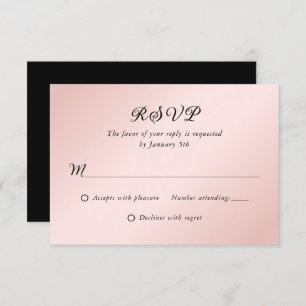 Rosa Schwarz Minimalistische Hochzeit RSVP