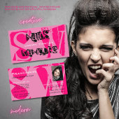 Rosa Schwarz mit Foto Monogram Modern Visitenkarte