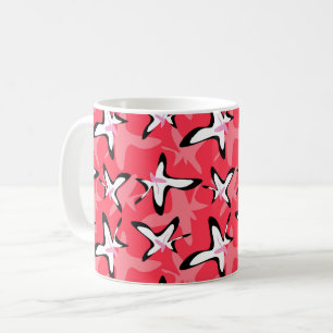 Rosa Schwarz Moderne abstrakte Blume Kaffeetasse