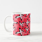 Rosa Schwarz Moderne abstrakte Blume Kaffeetasse (Links)