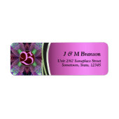 Rosa Schwarz Monogram Fraktal Art Address Label (Vorne)