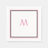Rosa Schwarz Monogramm Initialer Individuelle Name Serviette (Vorderseite)