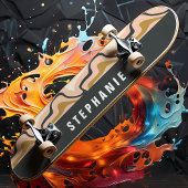 Rosa Schwarz Retro Modernes Abstraktes Marmorschla Skateboard