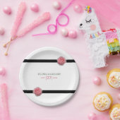 Rosa-Schwarz-Ribbon-Hochzeit Pappteller (Party)