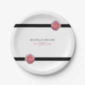 Rosa-Schwarz-Ribbon-Hochzeit Pappteller (Vorderseite)