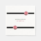 Rosa-Schwarz-Ribbon-Hochzeit Serviette (Vorderseite)