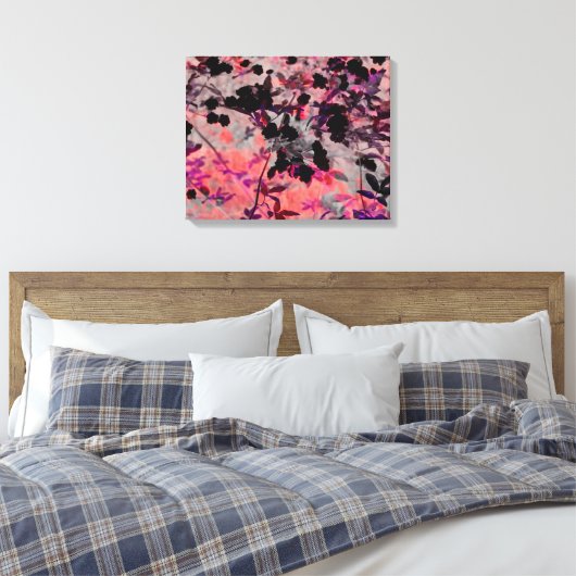 Rosa schwarz-romantische asiatische Blume Art Leinwanddruck (Insitu (Schlafzimmer))
