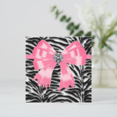 Rosa Schwarz-Rosa Zebra-Party Einladung (Stehend Vorderseite)