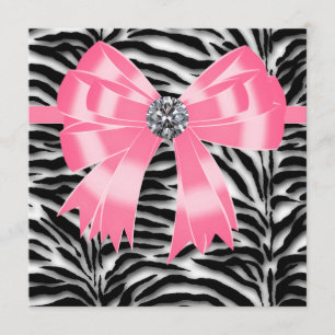 Rosa Schwarz-Rosa Zebra-Party Einladung