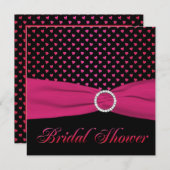 Rosa, Schwarz, Rote Herz Brause Einladung (Vorne/Hinten)