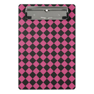 Rosa Schwarz Schachbrett Diamantmuster  Mini Klemmbrett