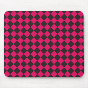 Rosa Schwarz Schachbrett Diamantmuster Mousepad