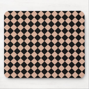 Rosa Schwarz Schachbrett Diamantmuster  Mousepad