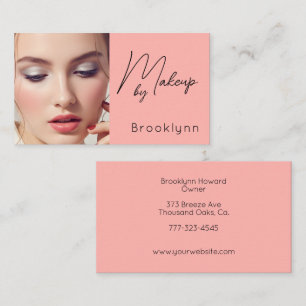 Rosa Schwarz Schrift Foto Make-up Geschäft  Visitenkarte