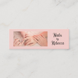 Rosa-Schwarz-Schrift-Foto-Nagel-Maniküre-Mini Mini Visitenkarte