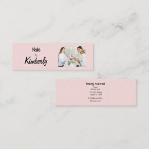 Rosa Schwarz Schrift Foto Nagelstudio Mini Visitenkarte